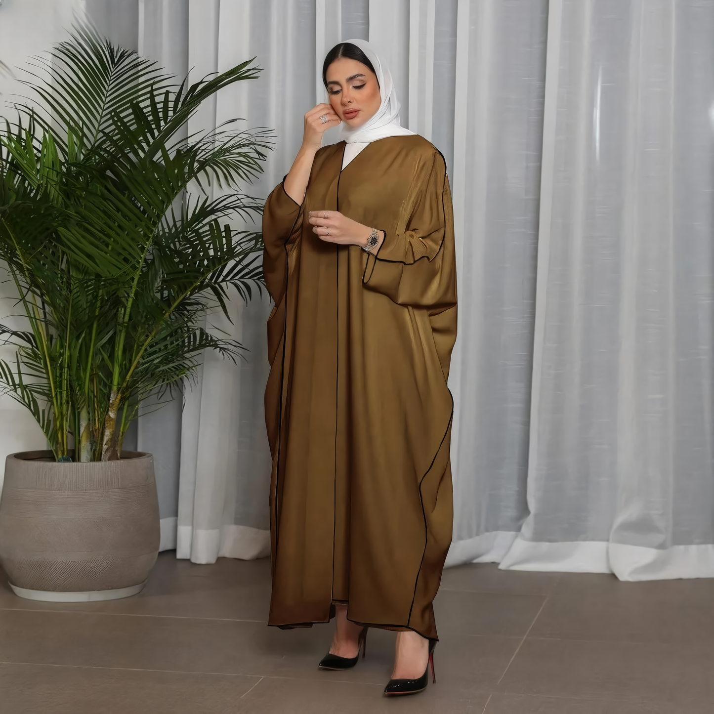 Alesyari Shop I Fashion Plus Size Innerwear S-XL with Belt Muslim Dress Djelulang Dubai Full-Length Abaya Dubai Turkish Muslim Islam