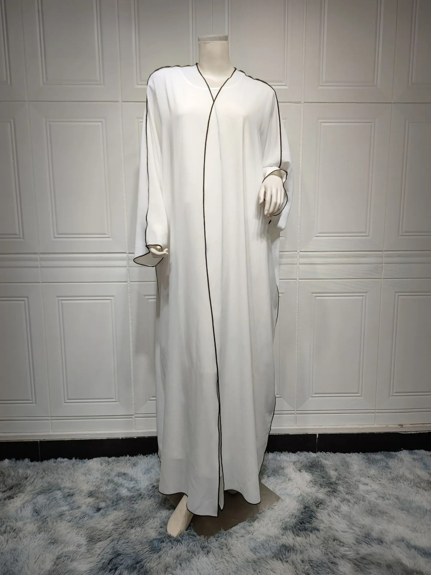 Alesyari Shop I Fashion Plus Size Innerwear S-XL with Belt Muslim Dress Djelulang Dubai Full-Length Abaya Dubai Turkish Muslim Islam