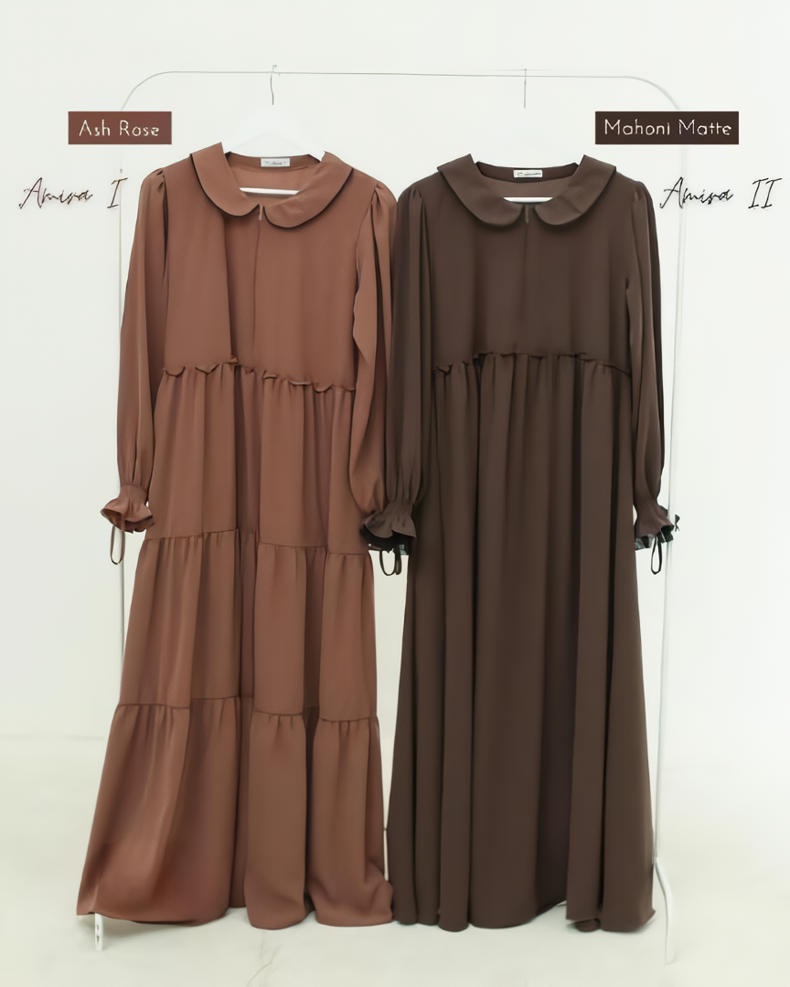 Alesyari Shop I Mahoni Matte Amira Abaya with Soft Pad Khimar - Elegant for Ramadan and Hijab