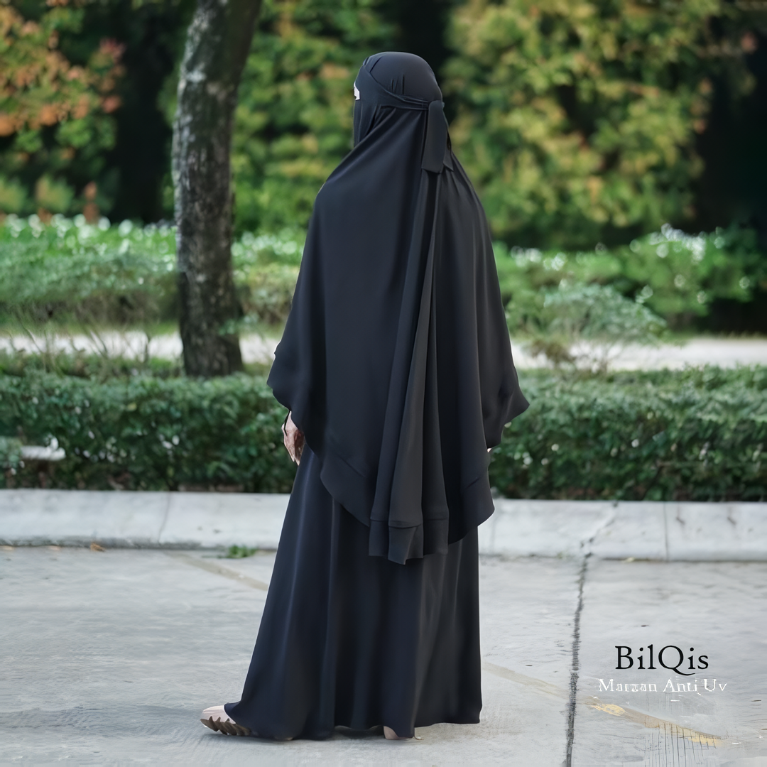 Alesyari Shop I Jet Black - Bilqis Anti-UVA Abaya Set with Niqab, Premium Quality, Custom Sizes Available