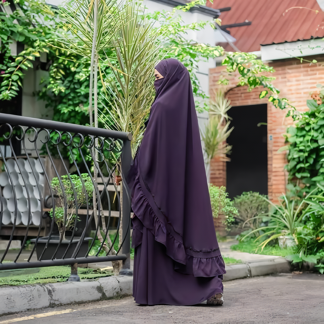 Alesyari Shop I Maroon - Velvet Abayas, Elegant Eid Collection Modesty-Transforming Khimars, and Handsplit Niqab Veils Eid al Fitr Series