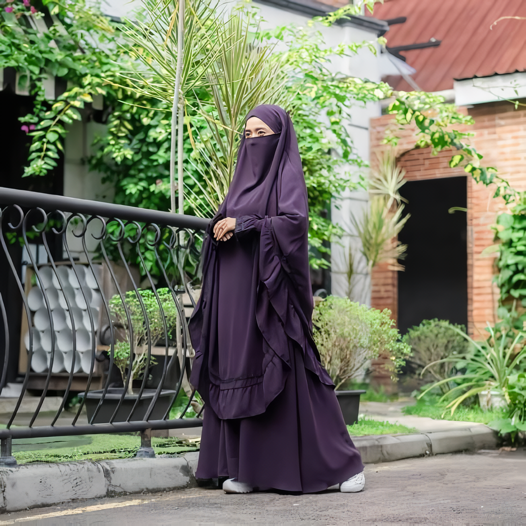 Alesyari Shop I Maroon - Velvet Abayas, Elegant Eid Collection Modesty-Transforming Khimars, and Handsplit Niqab Veils Eid al Fitr Series