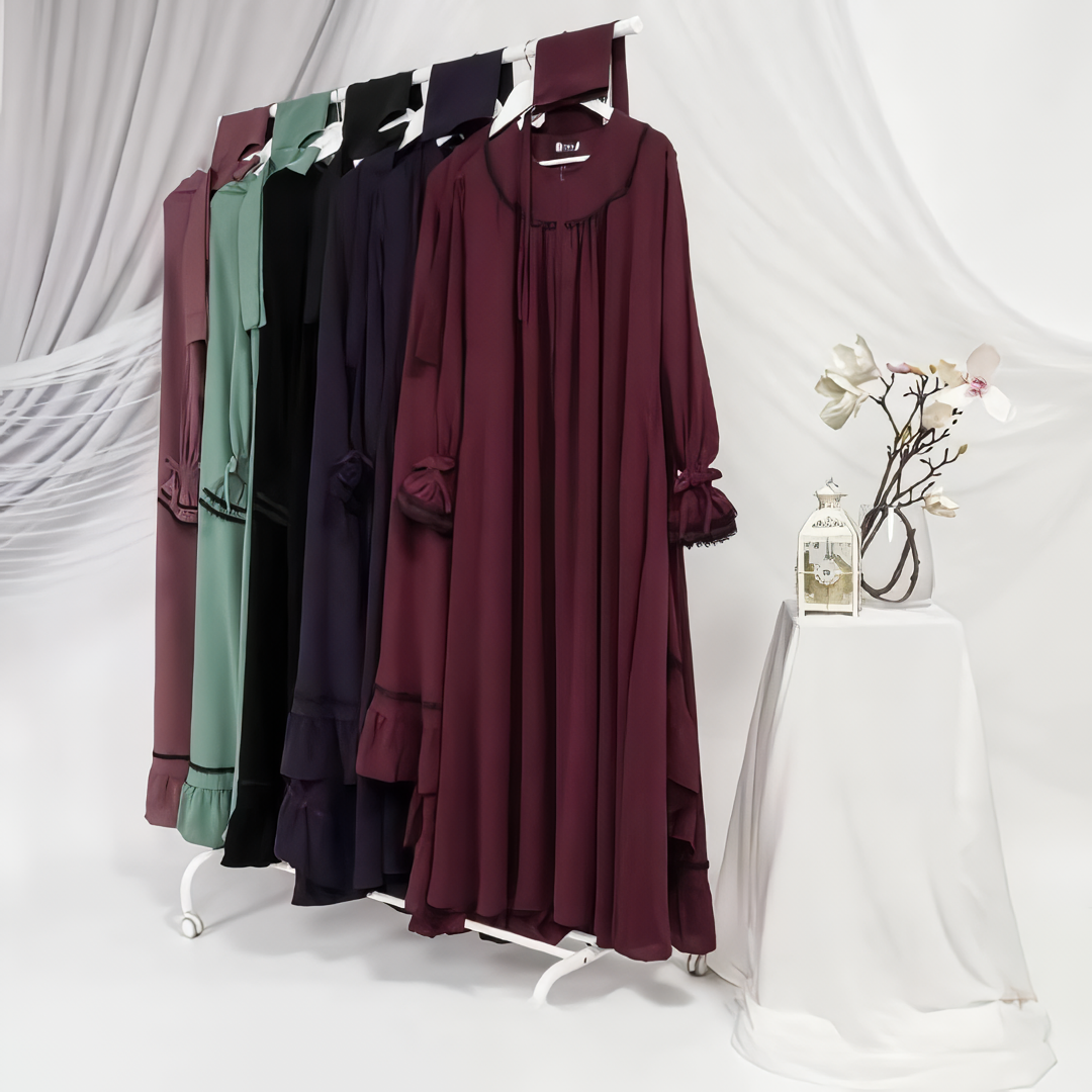 Alesyari Shop I Maroon - Velvet Abayas, Elegant Eid Collection Modesty-Transforming Khimars, and Handsplit Niqab Veils Eid al Fitr Series