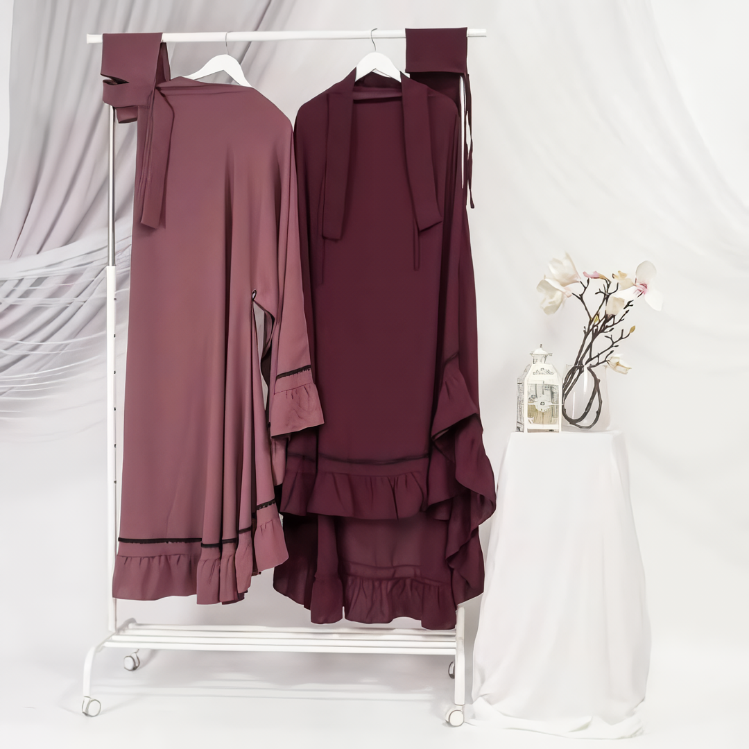 Alesyari Shop I Deco Rose Abayas, Elegant Eid Collection Modesty-Transforming Khimars, and Handsplit Niqab Veils Eid al Fitr Series