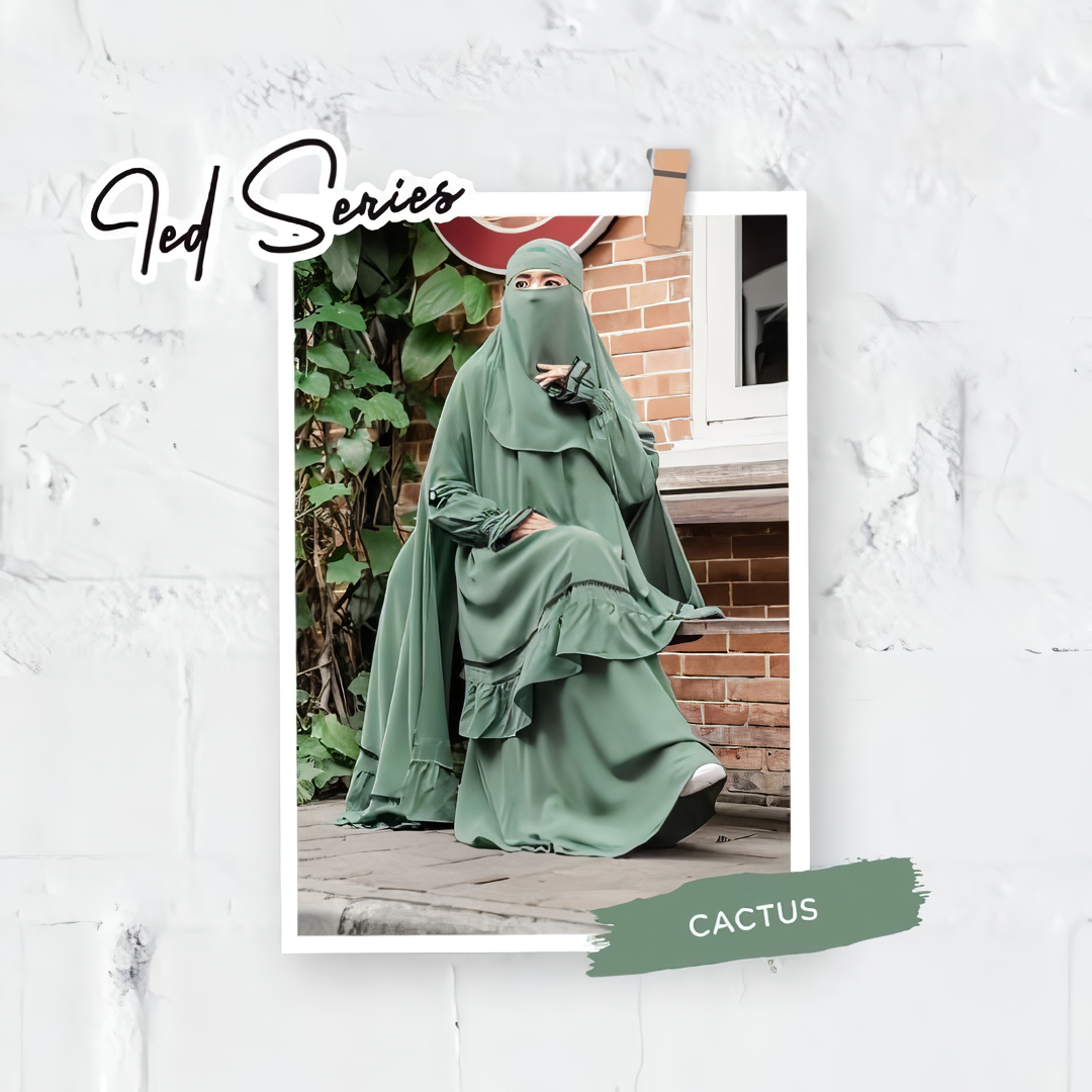 Alesyari Shop I Cactus Abayas, Elegant Eid Collection Modesty-Transforming Khimars, and Handsplit Niqab Veils Eid al Fitr Series