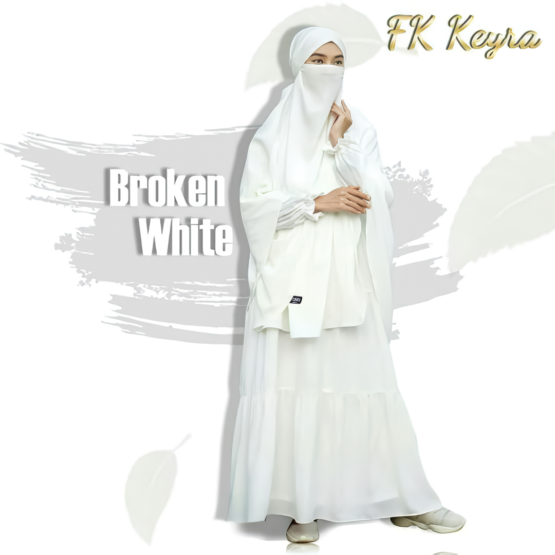 Alesyari Shop I Keyra Transformer: Premium Woolpeach French Khimar Abaya with Half Niqab – Simple & Elegant Muslimah Dress