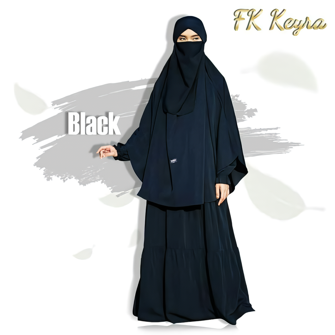 Alesyari Shop I Keyra Transformer: Premium Woolpeach French Khimar Abaya with Half Niqab – Simple & Elegant Muslimah Dress