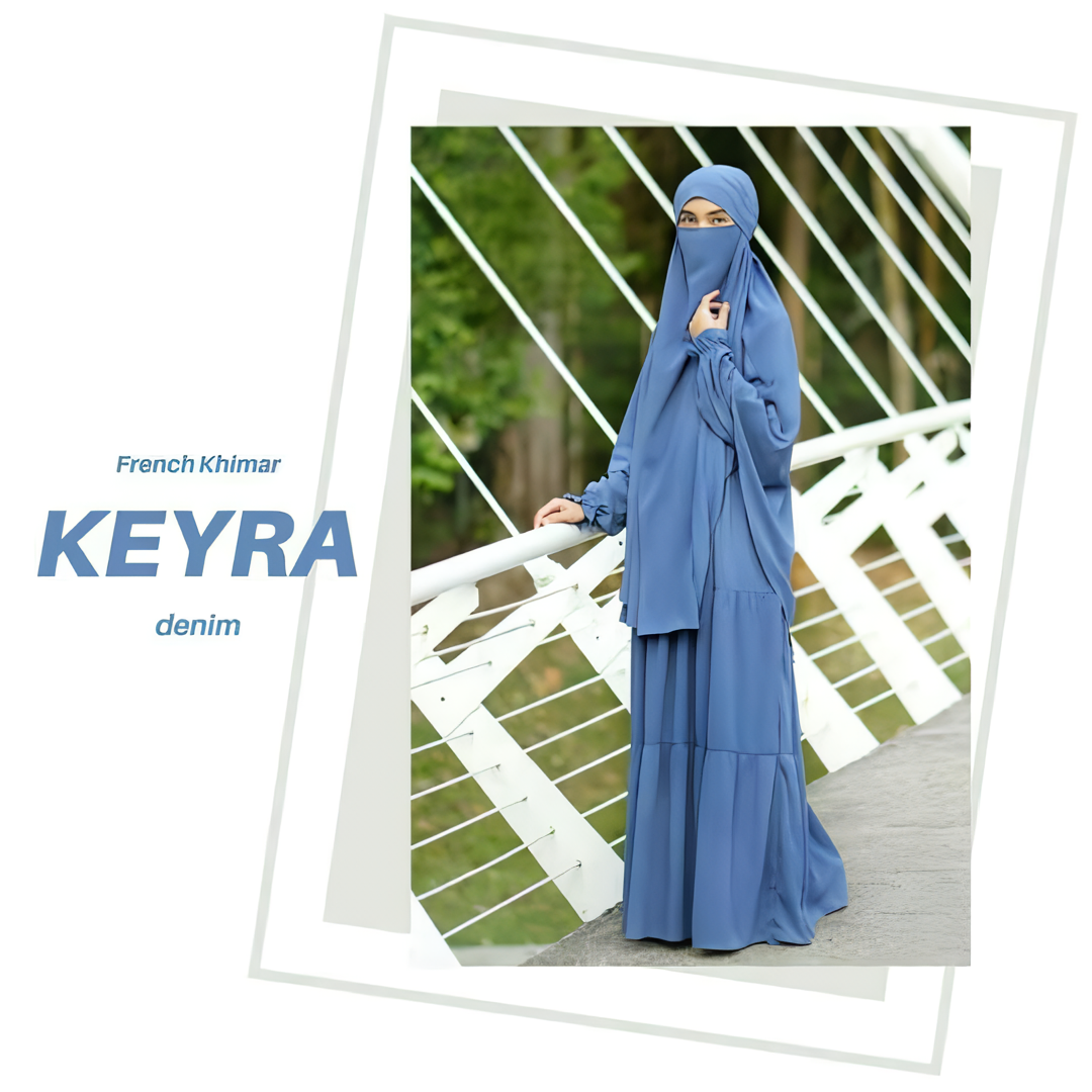 Alesyari Shop I Keyra Transformer: Premium Woolpeach French Khimar Abaya with Half Niqab – Simple & Elegant Muslimah Dress