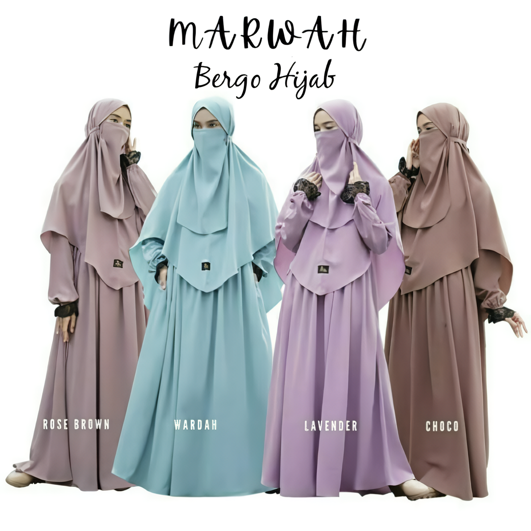 Alesyari Shop I Marwah Premium Woolpeach: Simple yet Elegant Muslimah Dress Set with Bergo Hijab, Abaya, and Niqab, Instant Khimar for Muslimah Fashion