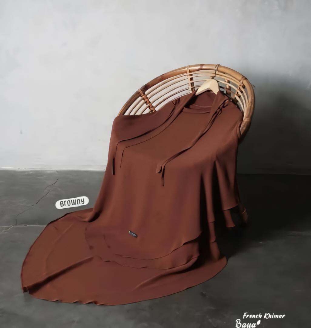 Le Baya Transformer: Premium Woolpeach French Khimar Abaya with Half Niqab Veil