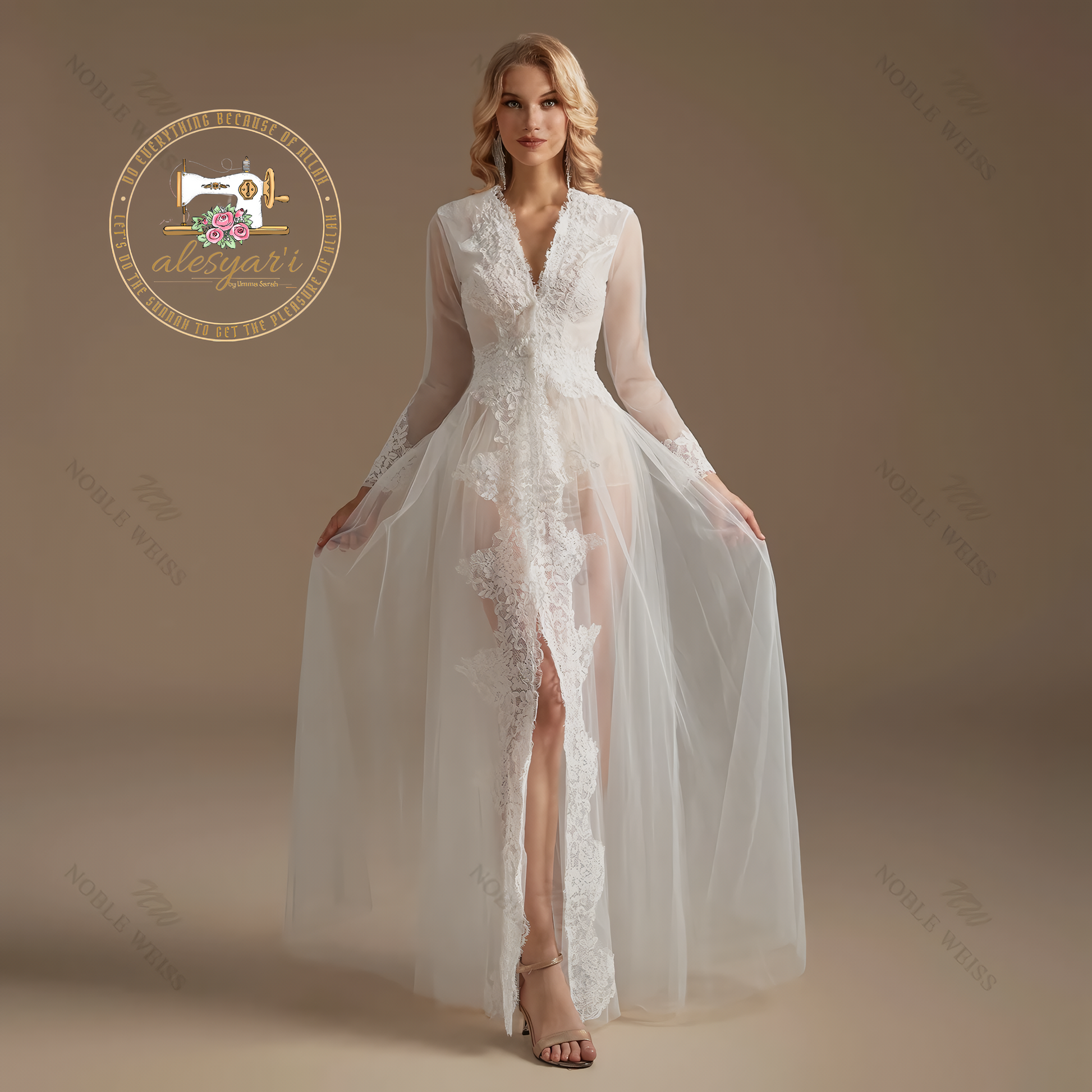 Alesyari Shop I Custom-Made Lace Hem Bridal Bolero : Tulle Sheer Elegance for Your Wedding Party Cape Dress