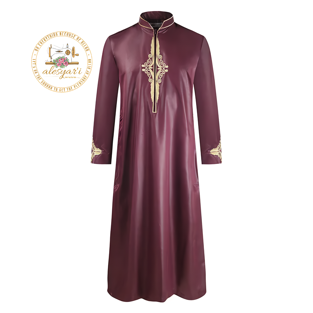 Alesyari Shop I Men's Loose-Fit Islamic Robes with Length Sleeves Elevate Your Wardrobe with Stylish Kaftans and Thobes